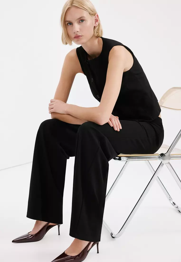 Straight Low-Rise Suit Trousers