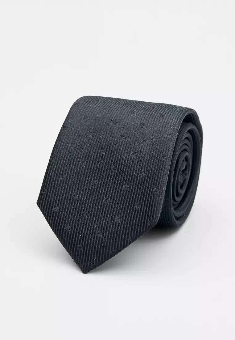 黑小方塊直紋理窄版領帶