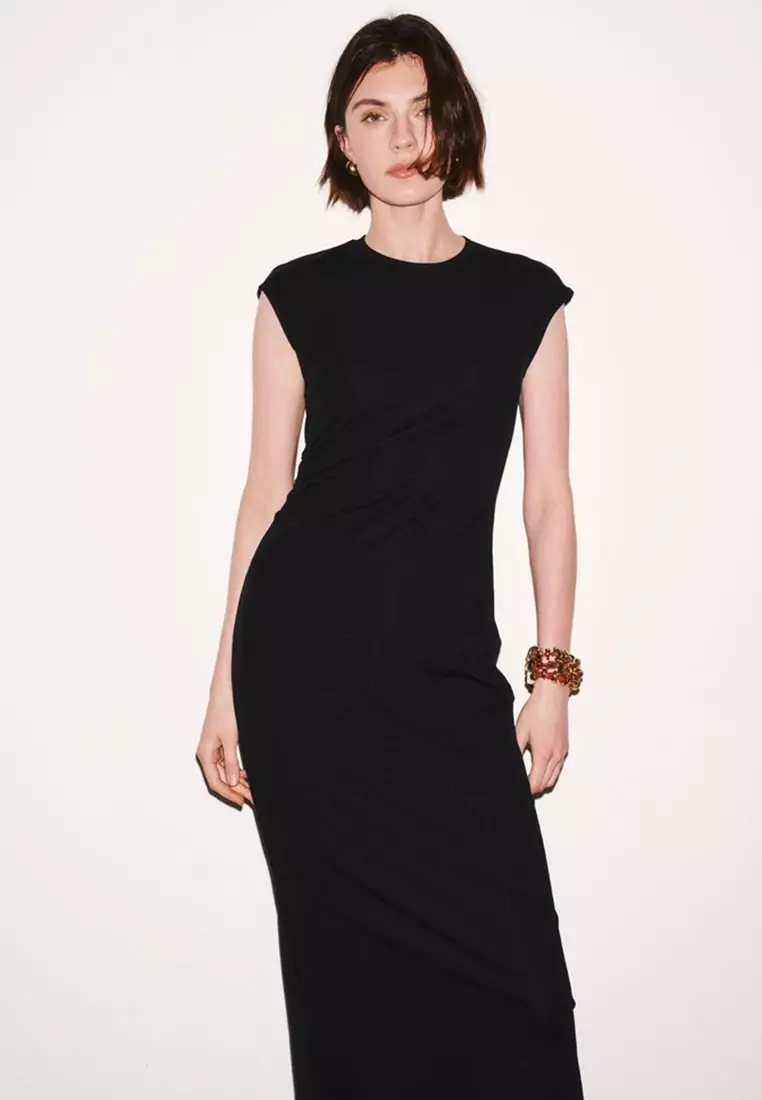 Capped Sleeve Skinny Fit Midi Dresses