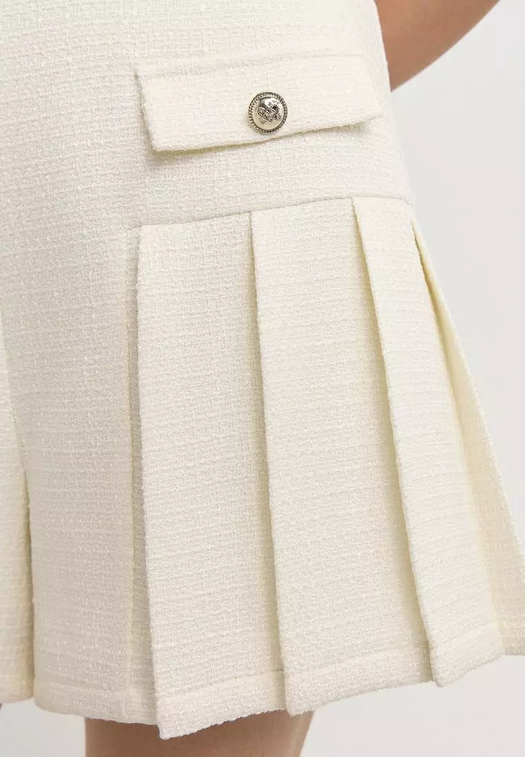 Pleated Tweed Mini Skort