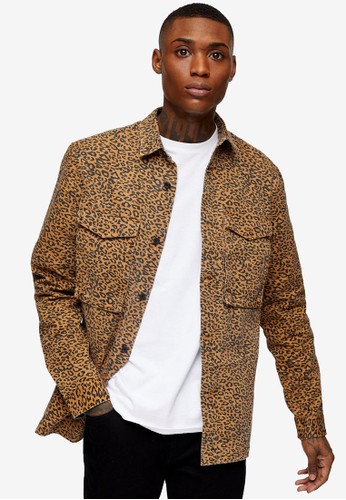 Jual Topman Stone Leopard Print Oversized Shirt Original Zalora Indonesia