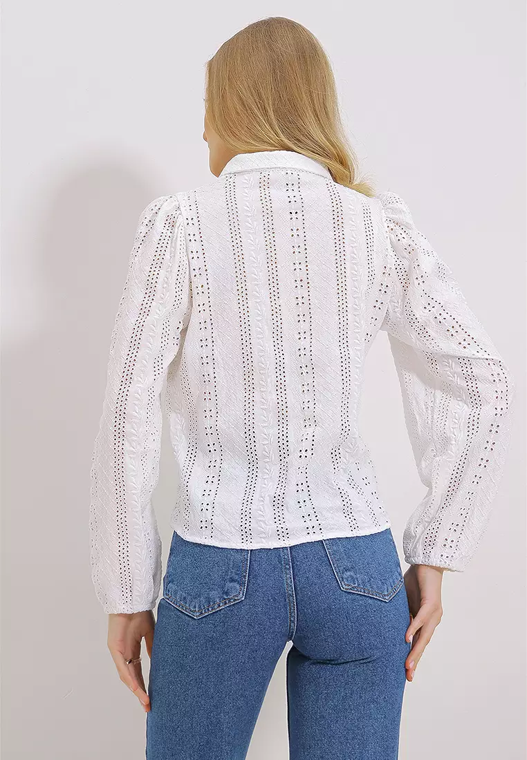 Long Sleeves Lace Shirt