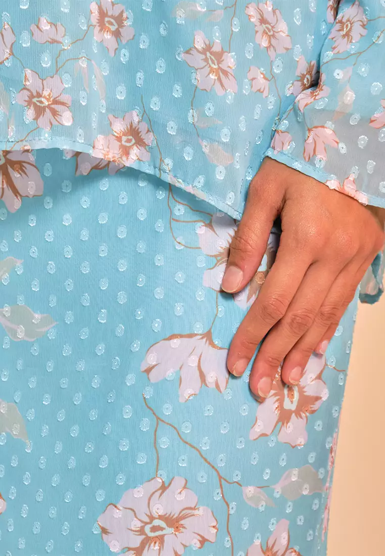 Serilina Blouse & Skirt - Turquoise/Pink Floral
