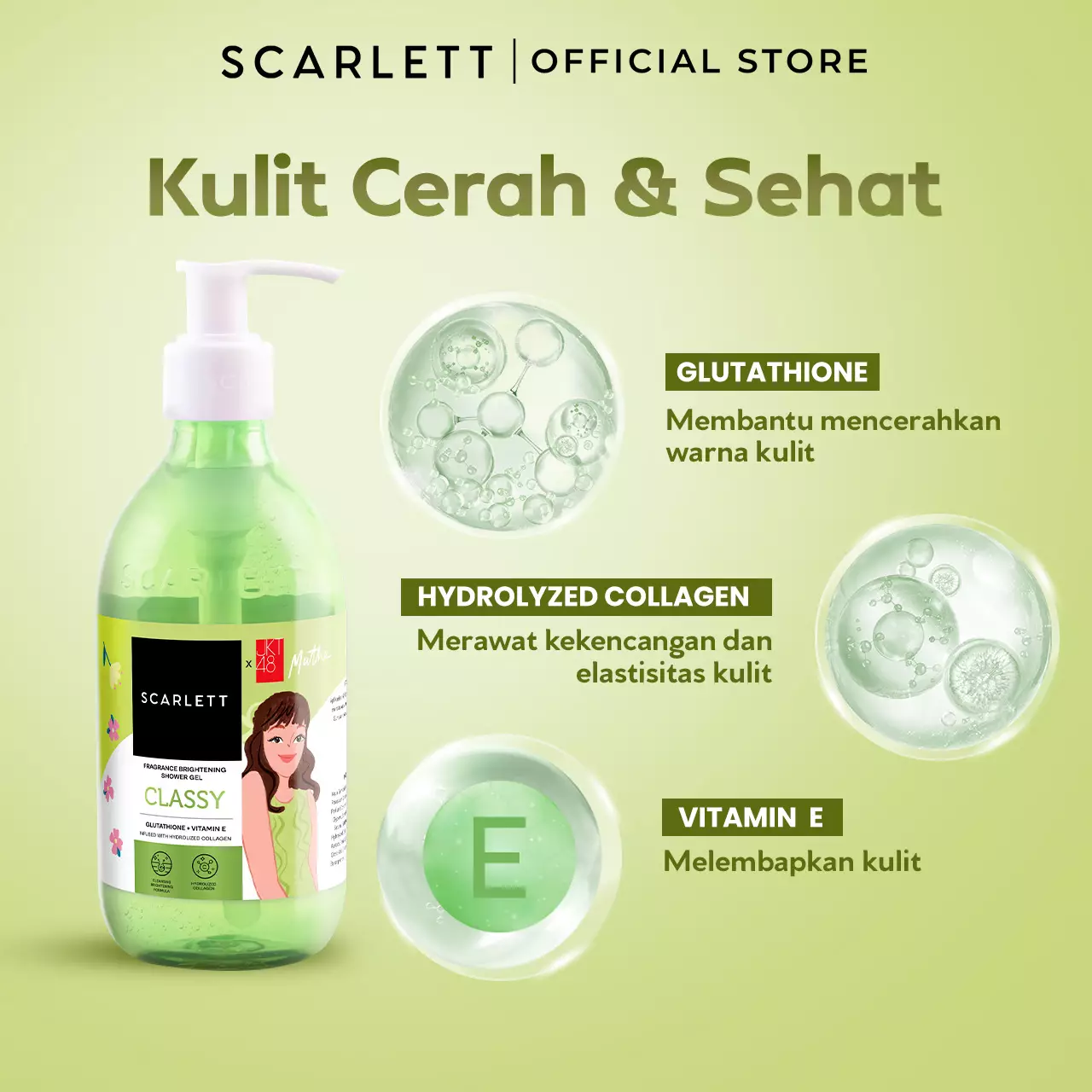 Scarlett Fragrance Brightening Shower Gel Classy | Body Wash | Sabun Mandi Cair