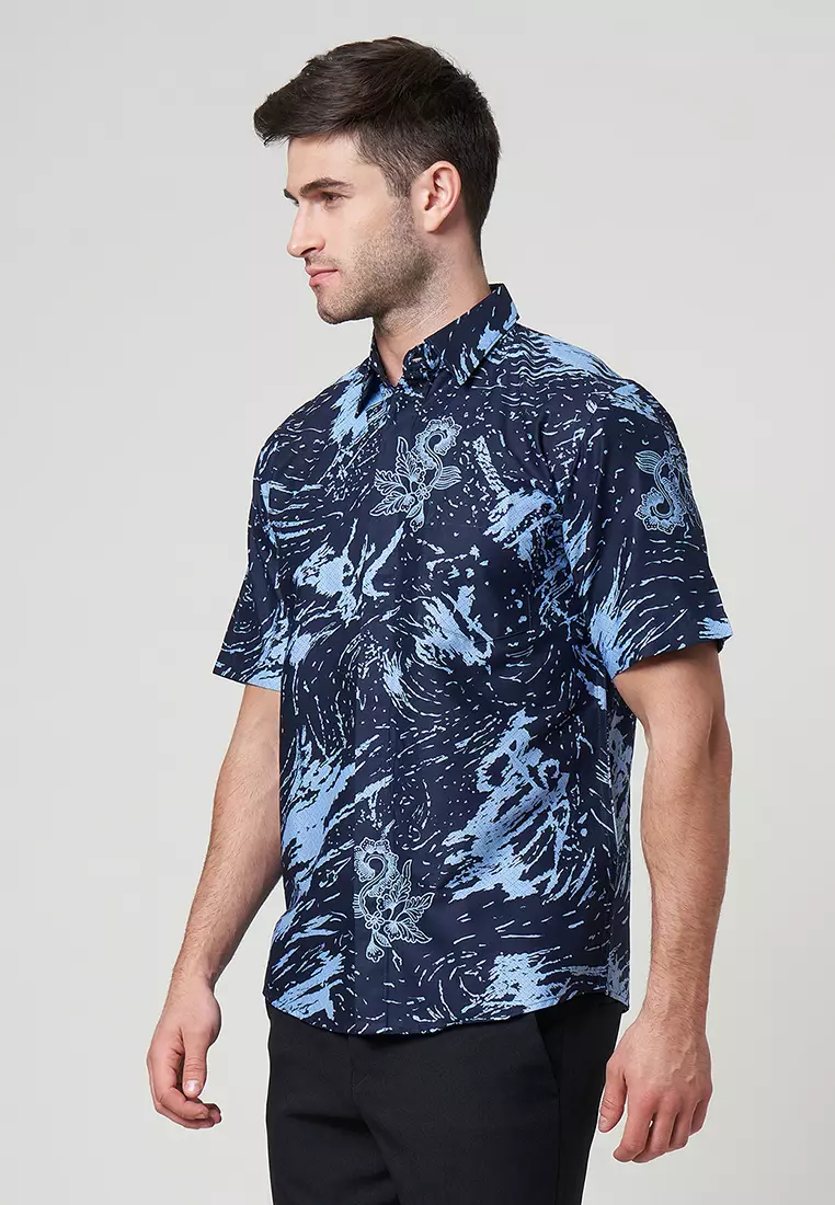 Slimfit Kenzie Kemeja Batik Pria Lengan Pendek
