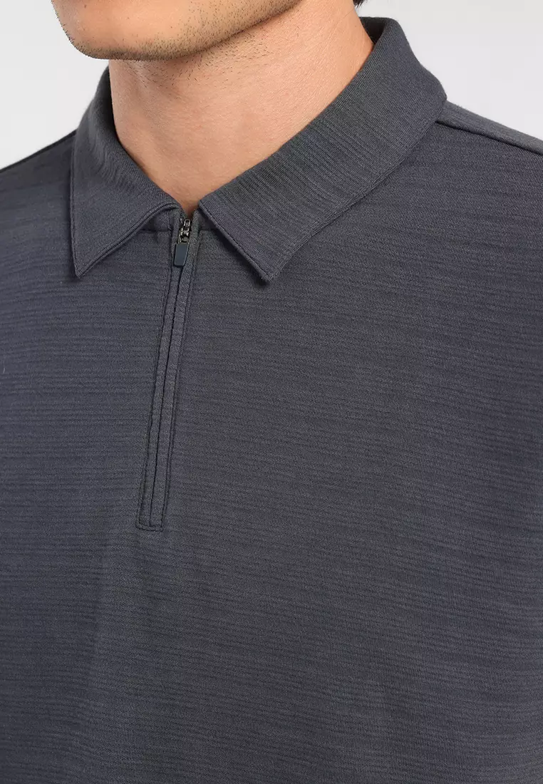 MANZONE - Kaos Polo Lengan Pendek Pria Grom 03 Slim Fit - Dark Grey Warna Grey_Dark