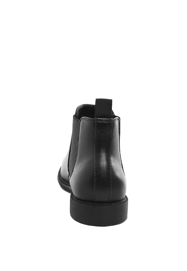 Men's Faux Leather Chelsea Boots In Black