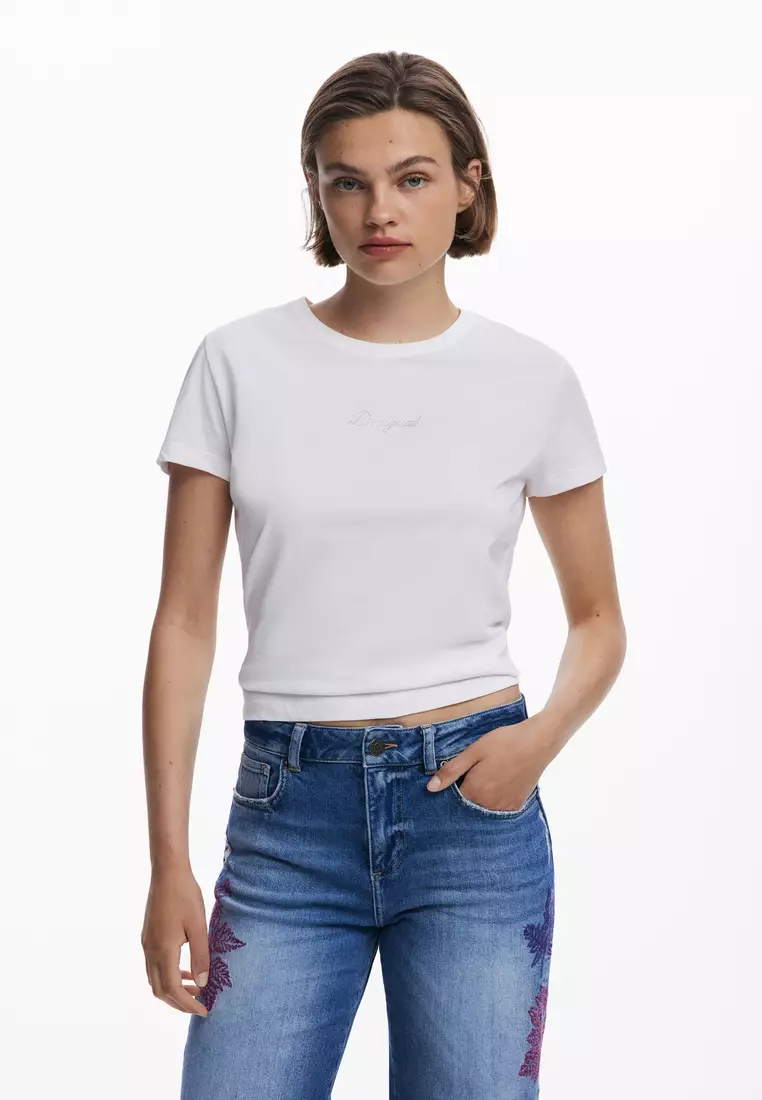 Embroidered culotte jeans