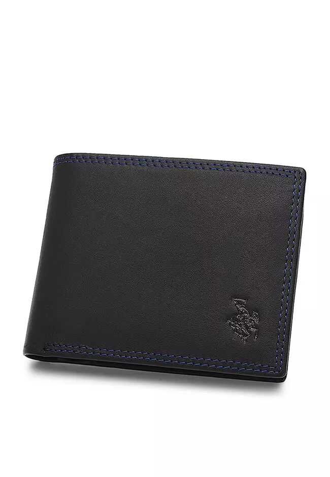 Men's Genuine Leather RFID Short Wallet - Black