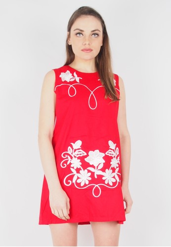 Ownfitters Inne Embro Dress - Red