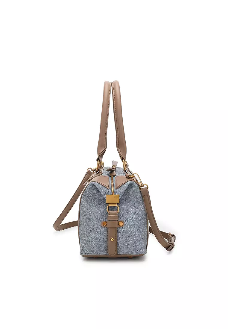 Women's Top Handle Bag / Sling Bag / Crossbody Bag / Shoulder Bag - Light Blue / Dark Khaki