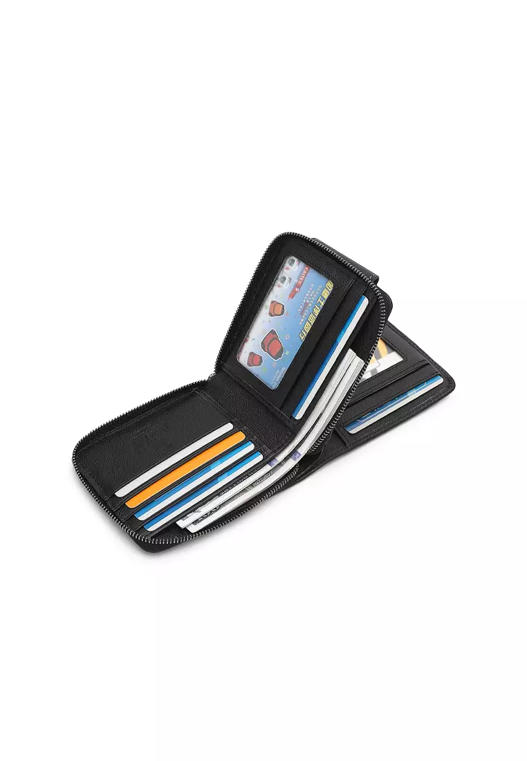 Men's Genuine Leather RFID Blocking Fortune Wallet - Black