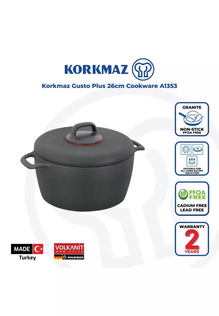 Korkmaz Gusto Die Cast Aluminum Low Casserole, Granite Coating Pot,  Casserole dishes with lid, Cast Aluminum Pot