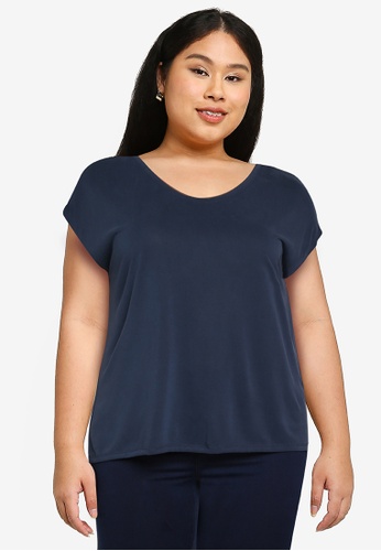 Only CARMAKOMA navy Plus Size Nicky Short Sleeves Tee 0CF58AAD1E8463GS_1