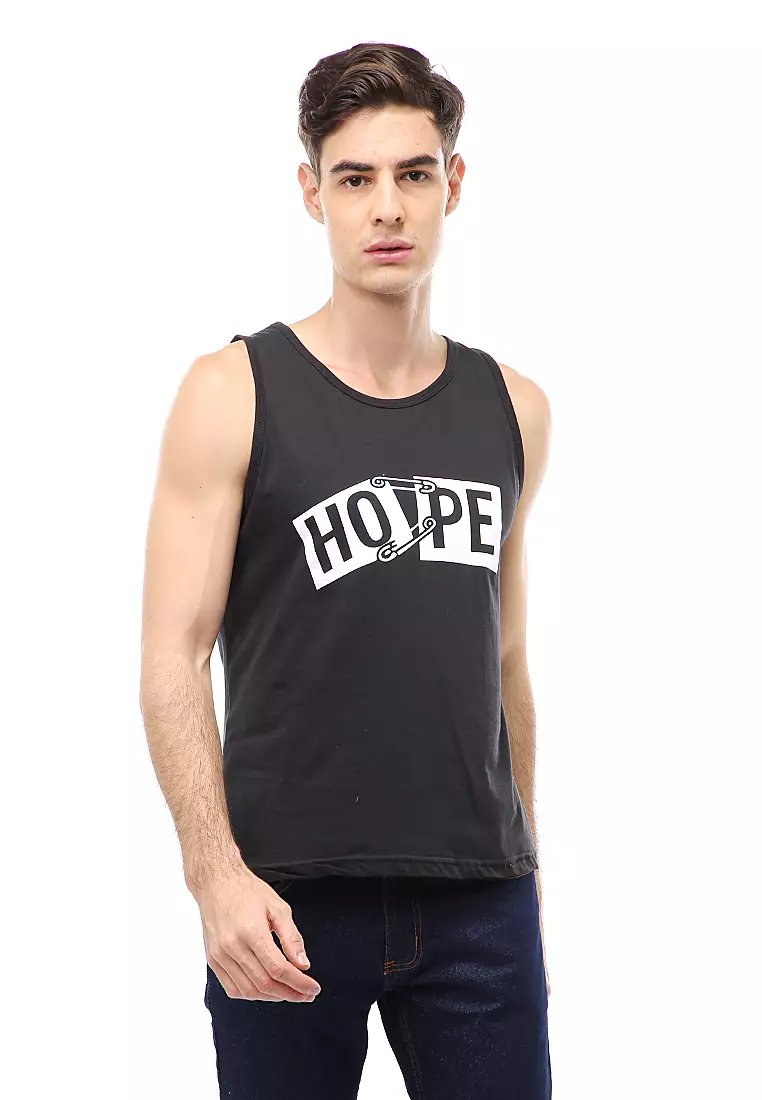 Agies Pakaian Dalam Pria Tank Top Singlet Hope Motive Material Cotton ORIGINAL - White