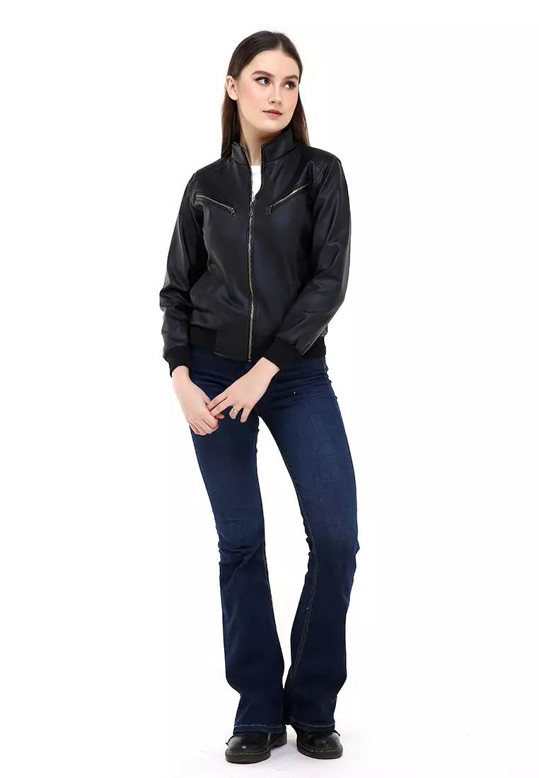 Hardwin Jaket Wanita Casual Longsleeve Outer Material Leather Kulit ORIGINAL