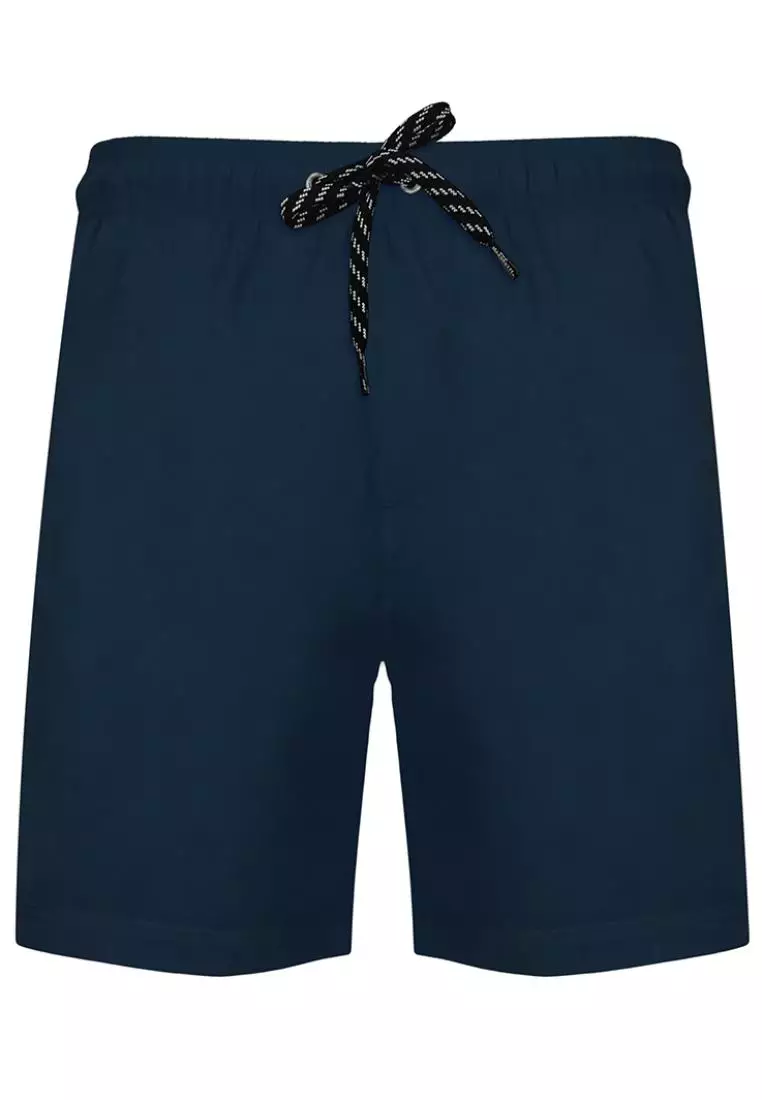 Essentials Dark Blue Swim Shorts With Drawstring Mens Swimwear Shorts