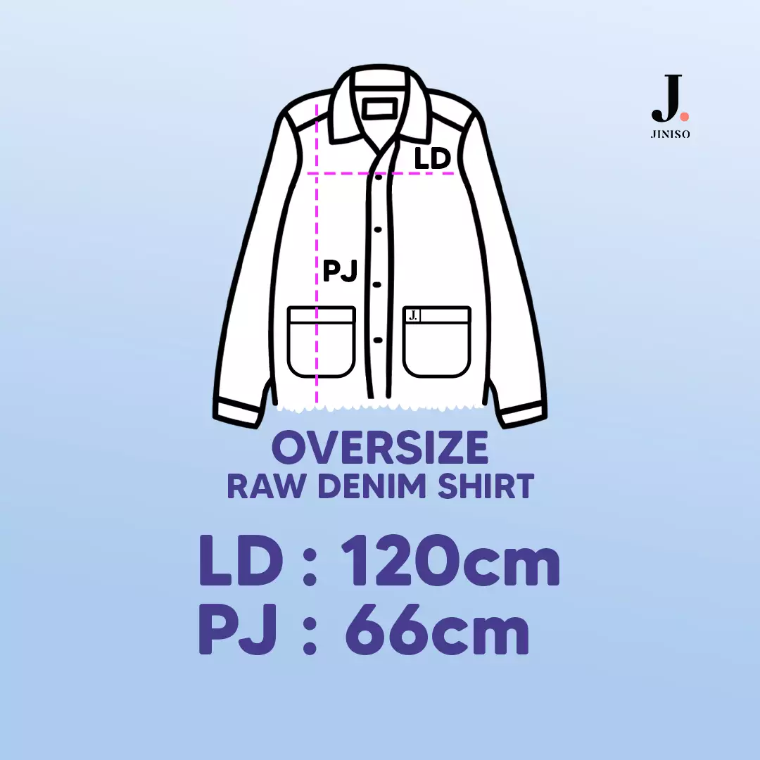 Kemeja Denim Raw Matcha Mint Pocket Oversize Unisex HYPER ACTIVE