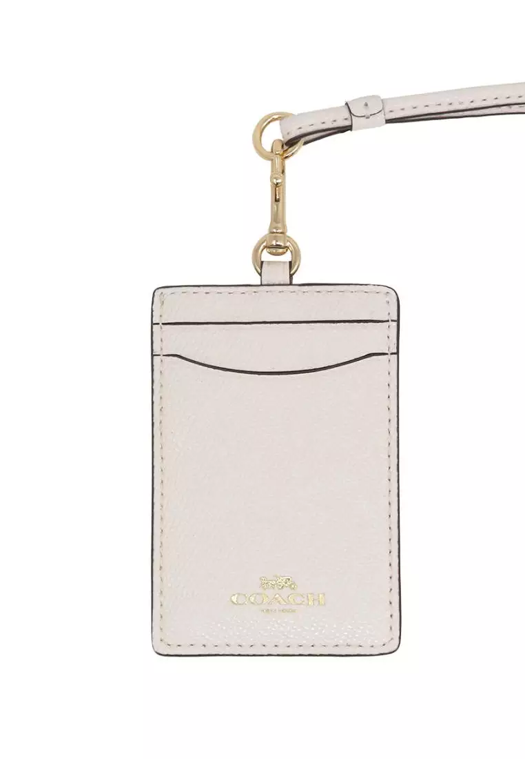 ID Lanyard In Crossgrain Leather - White