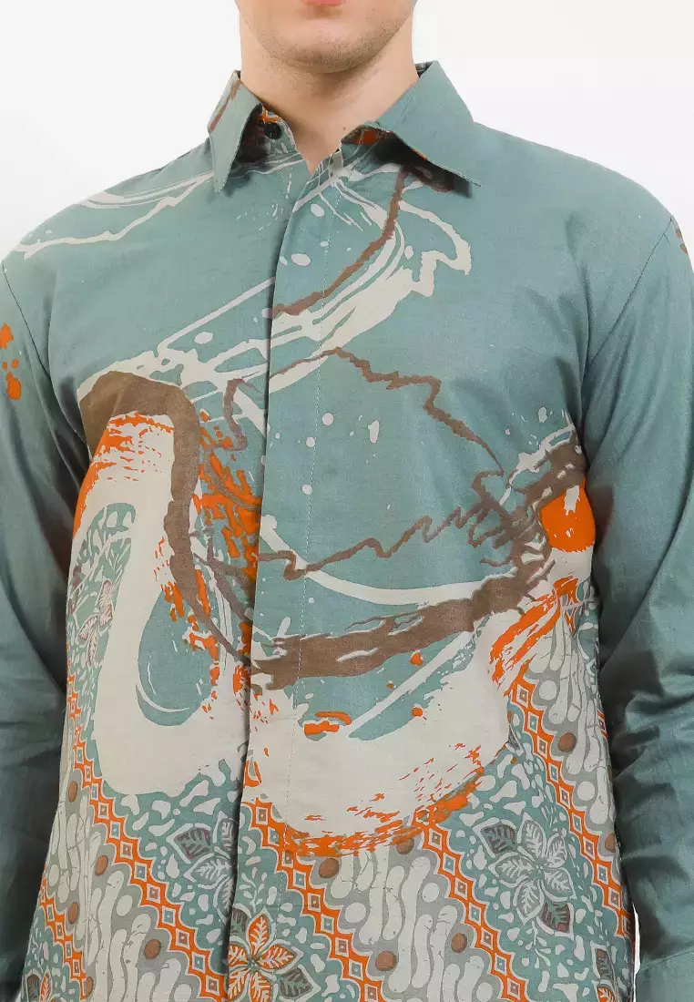Tyaga Kemeja Batik Premium Pria Casual Modern Lengan Panjang