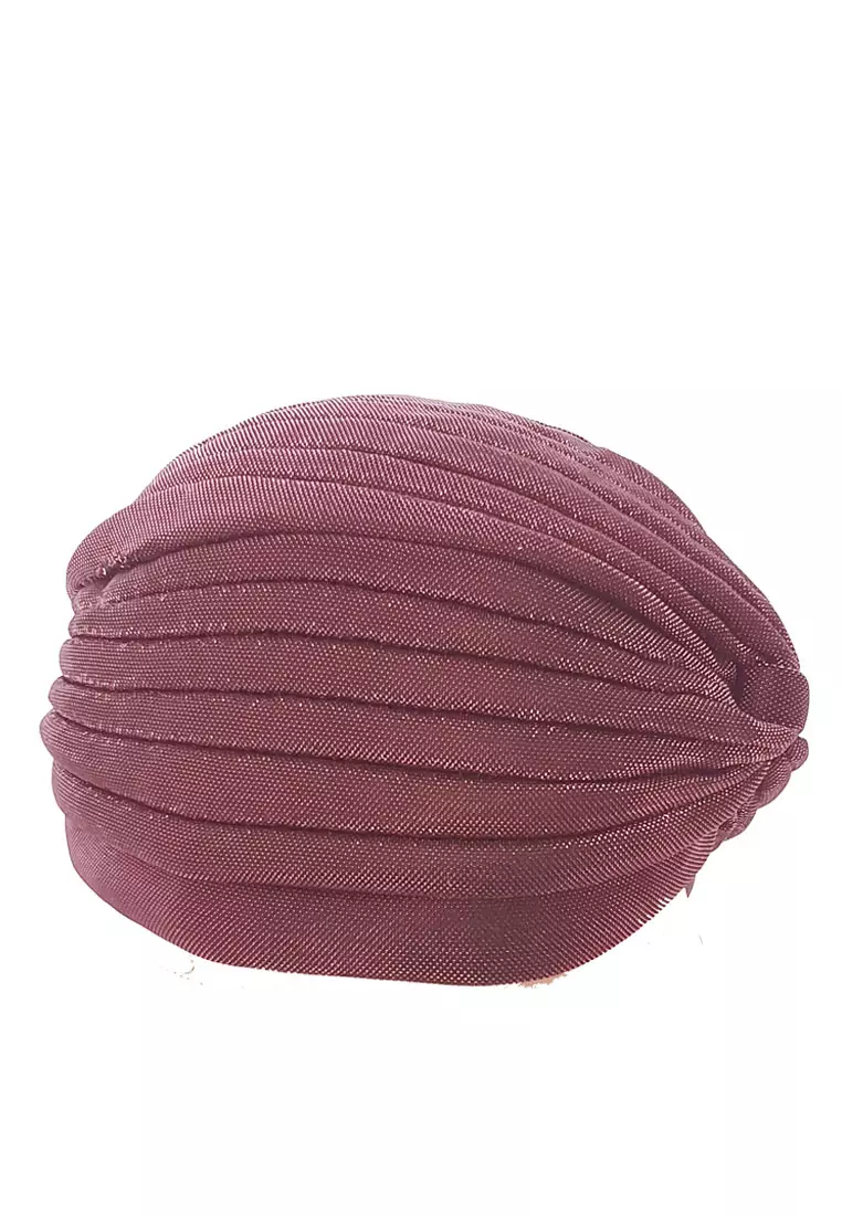 Metallic Plain Turban Plum