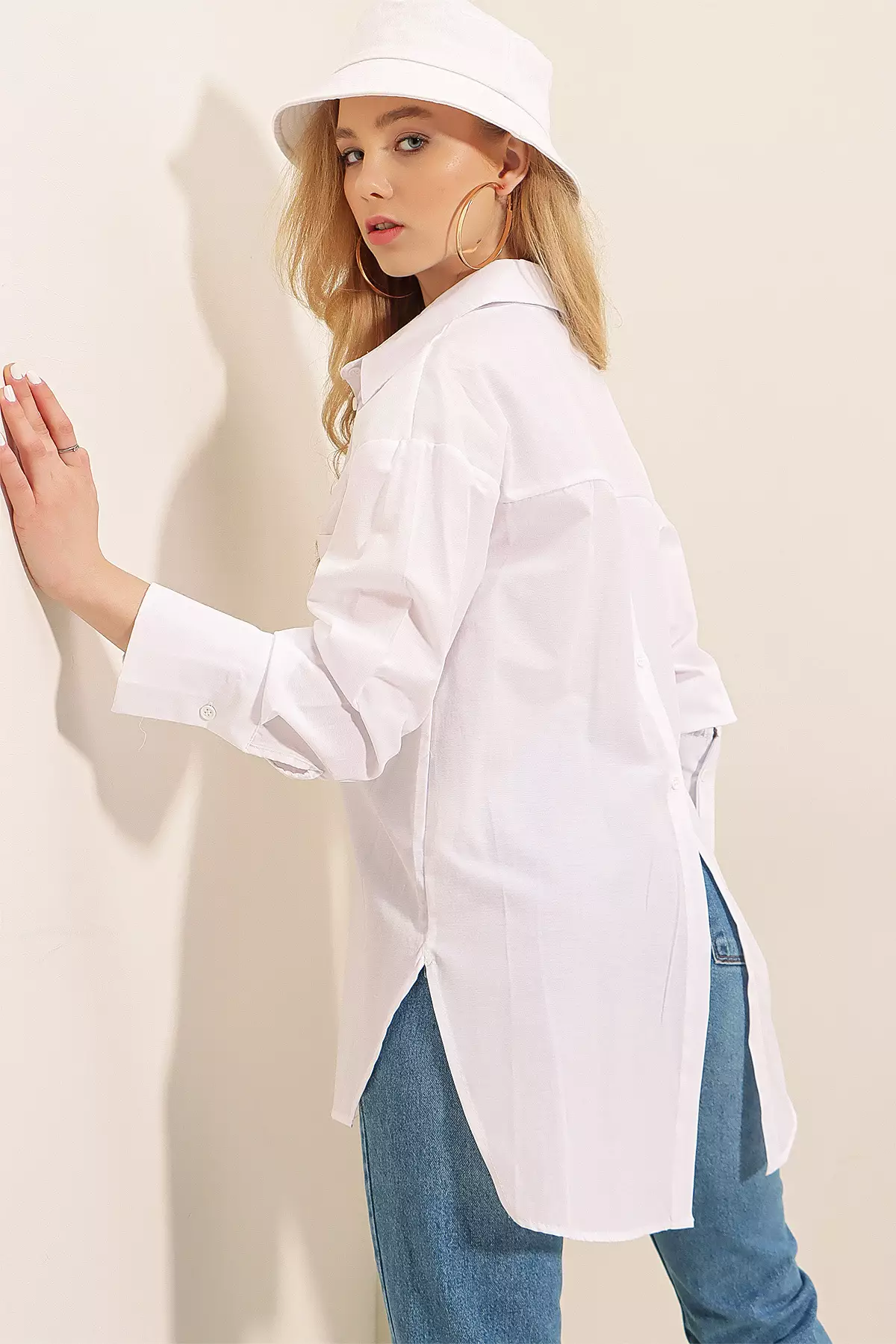 Pocket Slit Boyfriend Shirt