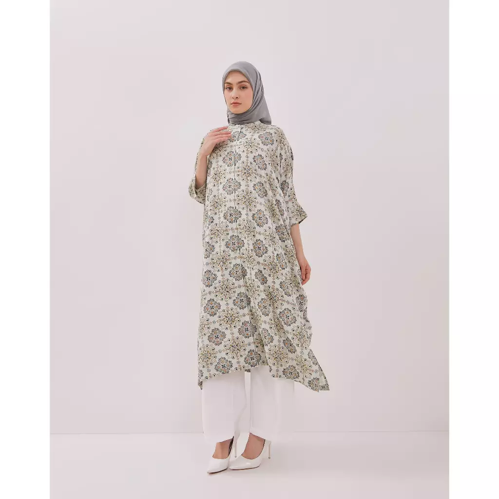 Urban Exchange Kaftan Mindy Beige - Gamis Long Dress Cream Lebaran