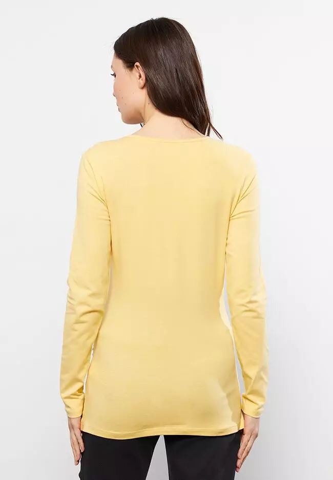 yellow long sleeve maternity shirt