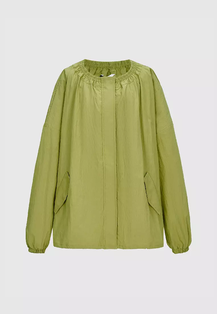 Drop Shoulder Sleeve Crew Neck Jacket
