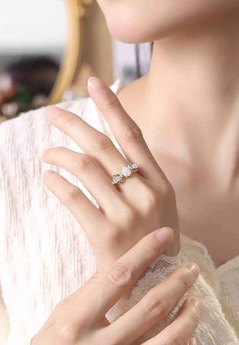 Cincin Wanita Original Cincin Cewek Mewah Adjustable Ring Flower Branch Fairy Anti karat Adjustable Kotak Indah COD