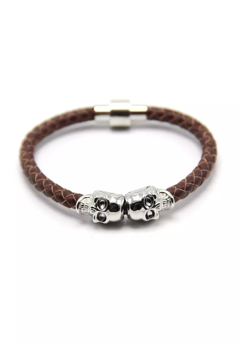 Punk Braided Magnetic Skull Bracelet (PHKJBR16092)