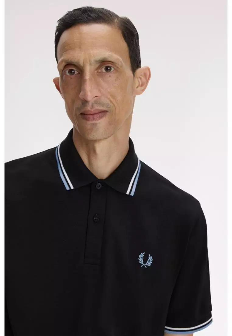 Fred Perry M12 Twin Tipped Fred Perry Shirt (Black / White / Sky)