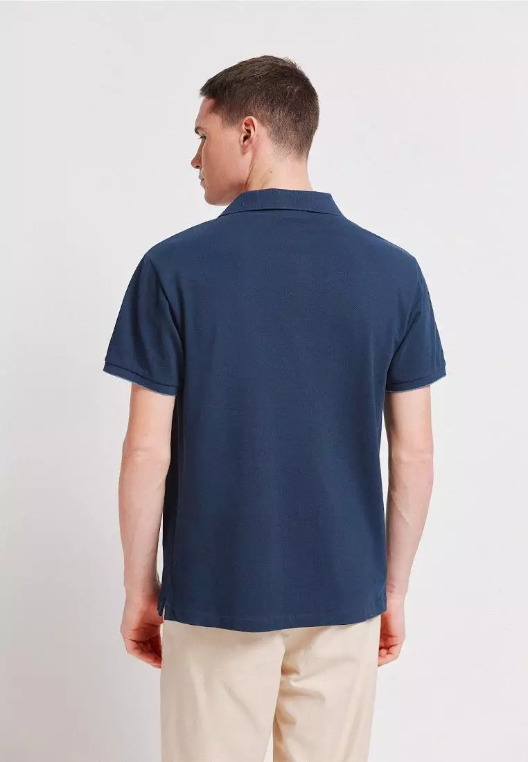 Buy Springfield Slim Fit Polo Shirt with Contrast Cuffs 2026 Online ...