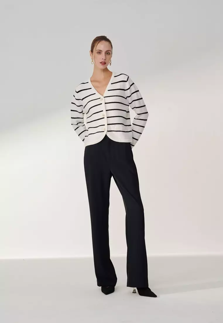 White Stripe Knit Jacket