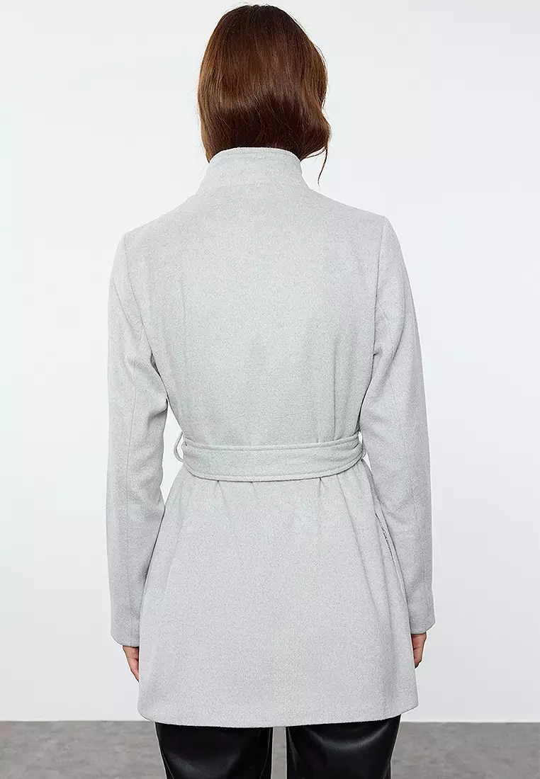 Womens Coats Grey Tie Waist Coat Buy H&M Tie-Belt Coat Coats For