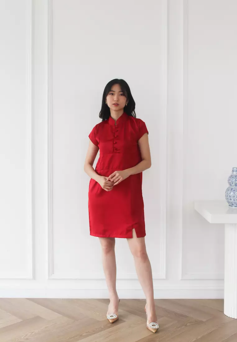 Madeleine Valerie Cheongsam Dress in Red
