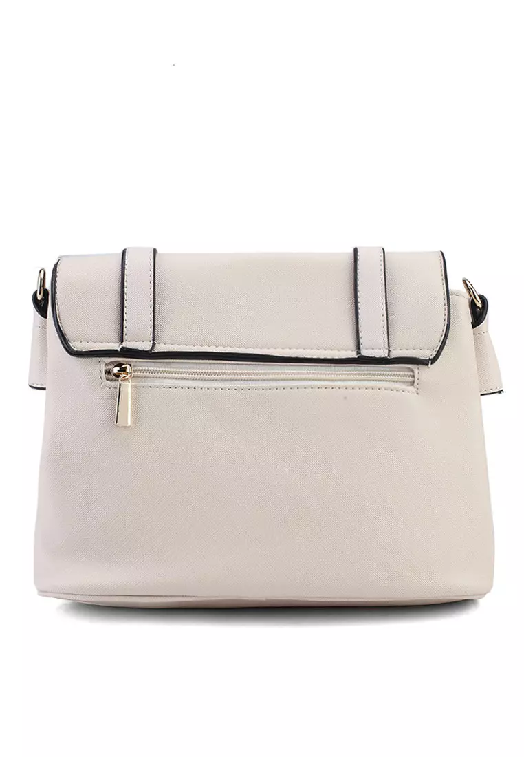 Saffiano Texture Mini Sling Bag With Turn Lock