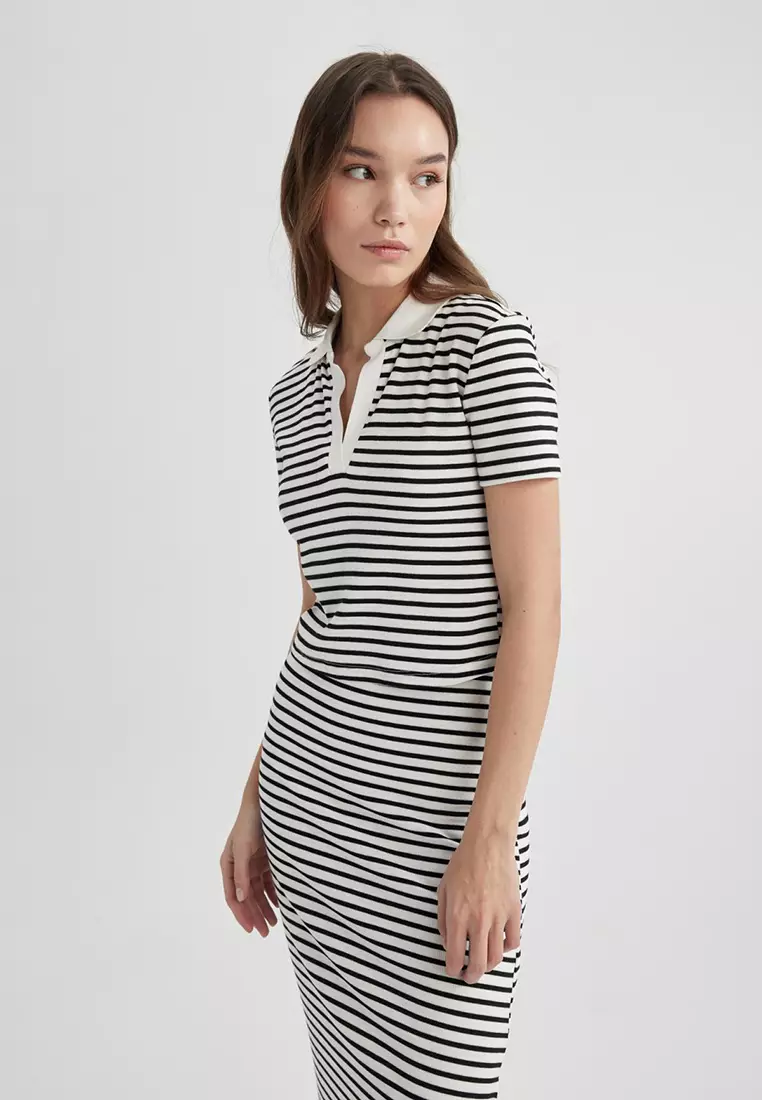 Polo Neck Ribbed Camisole T-Shirt