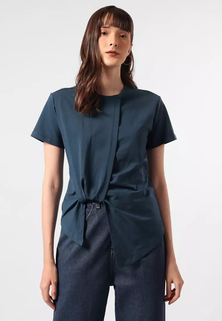 Minimal x Devina Putri - Clover - Double Jersey Twisted Tshirt - Navy Warna Navy