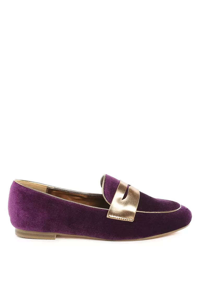 Discount on Rag & CO.  shoes - SKU: Penny Strap Velvet Loafers In Purple