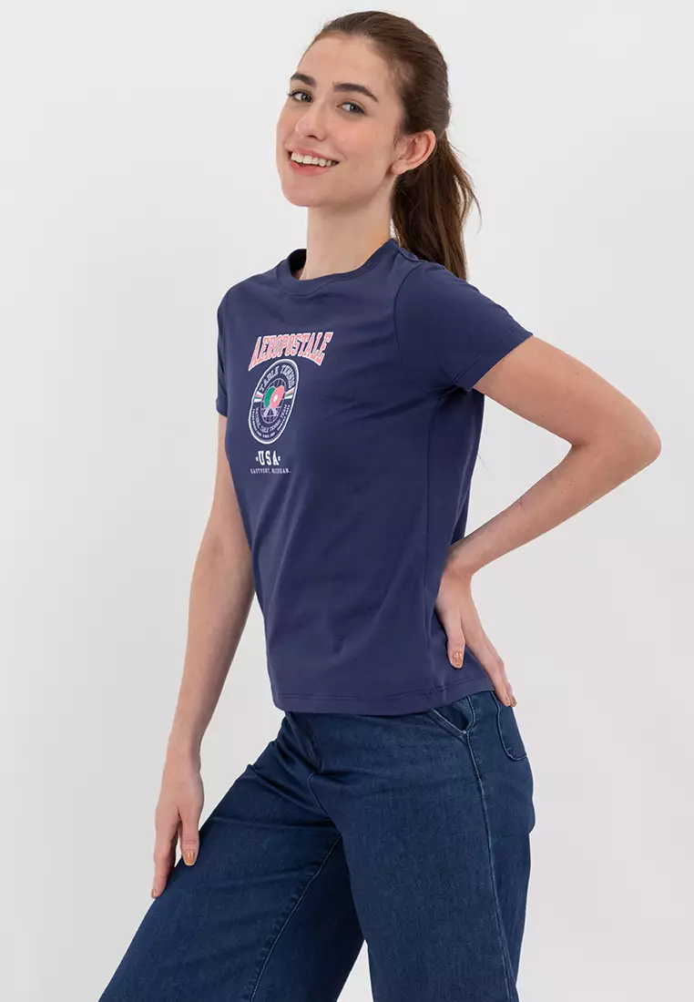 Ladies Graphic Logo Tee Naval Academy Blue