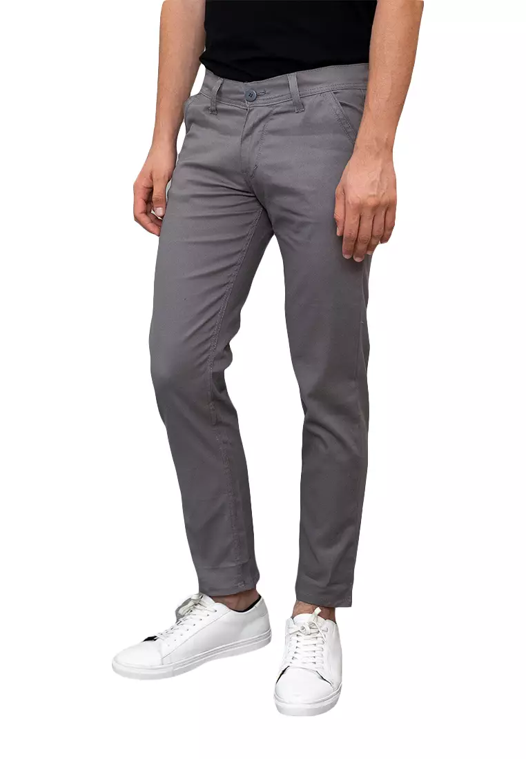 Celana Chino Panjang Pria Slim fit Jeans Abu tua