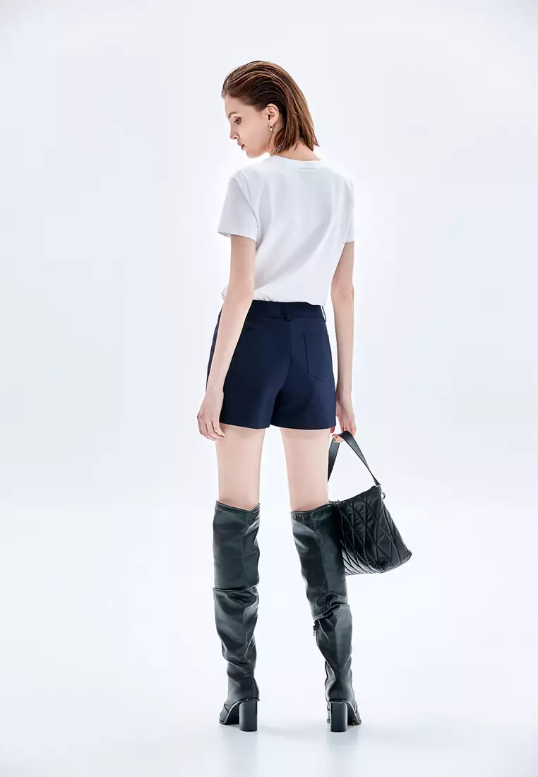 Navy Shorts With Detachable Chain Accessory