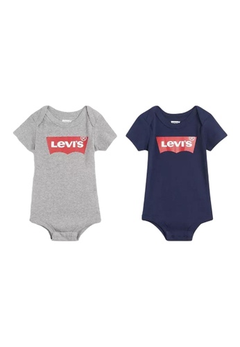 Levi's grey Levi's Unisex Newborn's Batwing Logo 2 Pieces Bodysuit (0 -6 Months) - Grey Heather EC4EAKA9792CCEGS_1