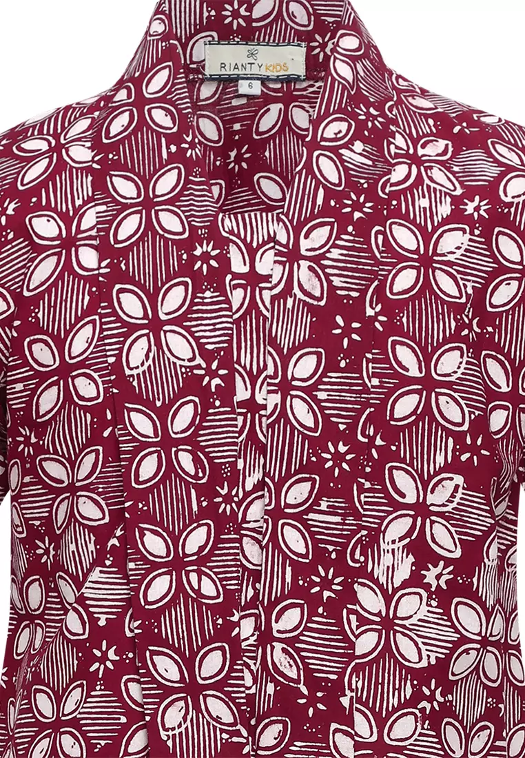 One Set Baju Anak Perempuan Kebaya Atasan dan Bawahan Rok Kids Rose Red II