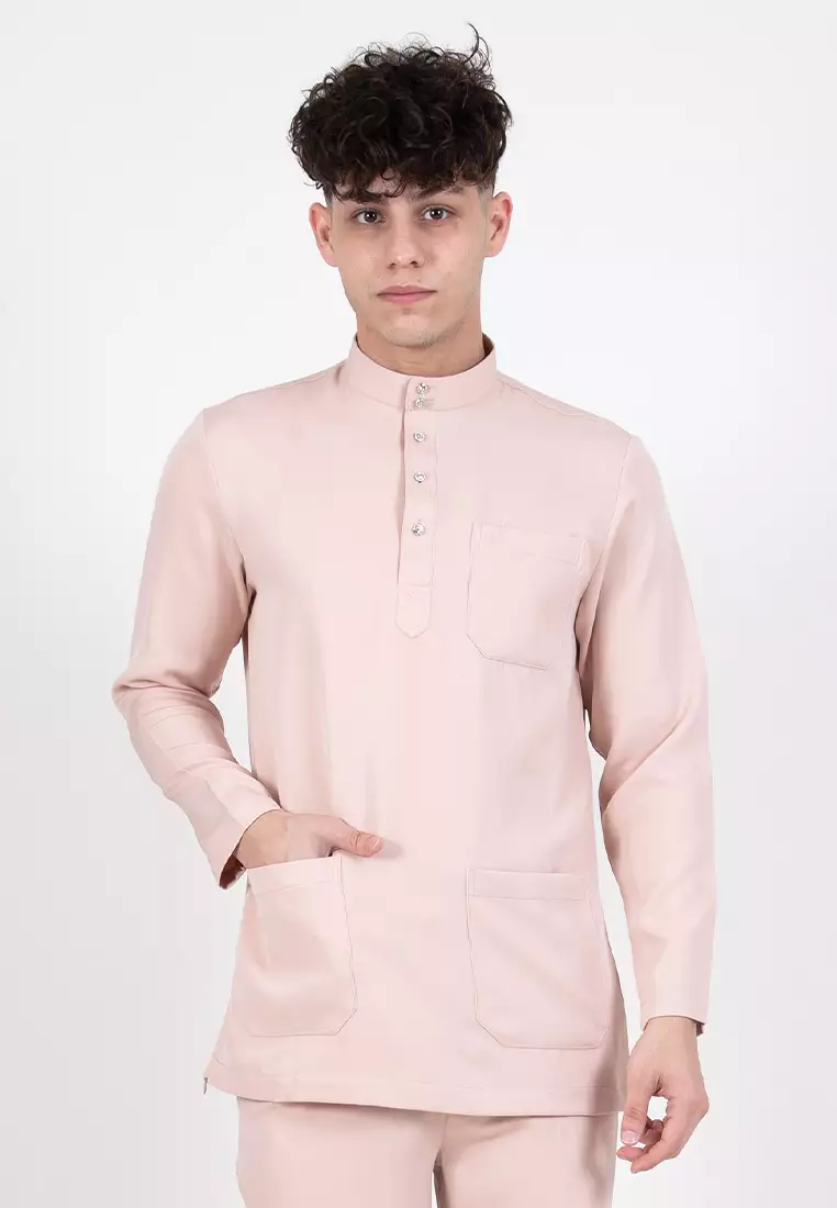 Forest x Hatta Dolmat Baju Melayu Cekak Musang Regular Fit - BM23766-17Nude