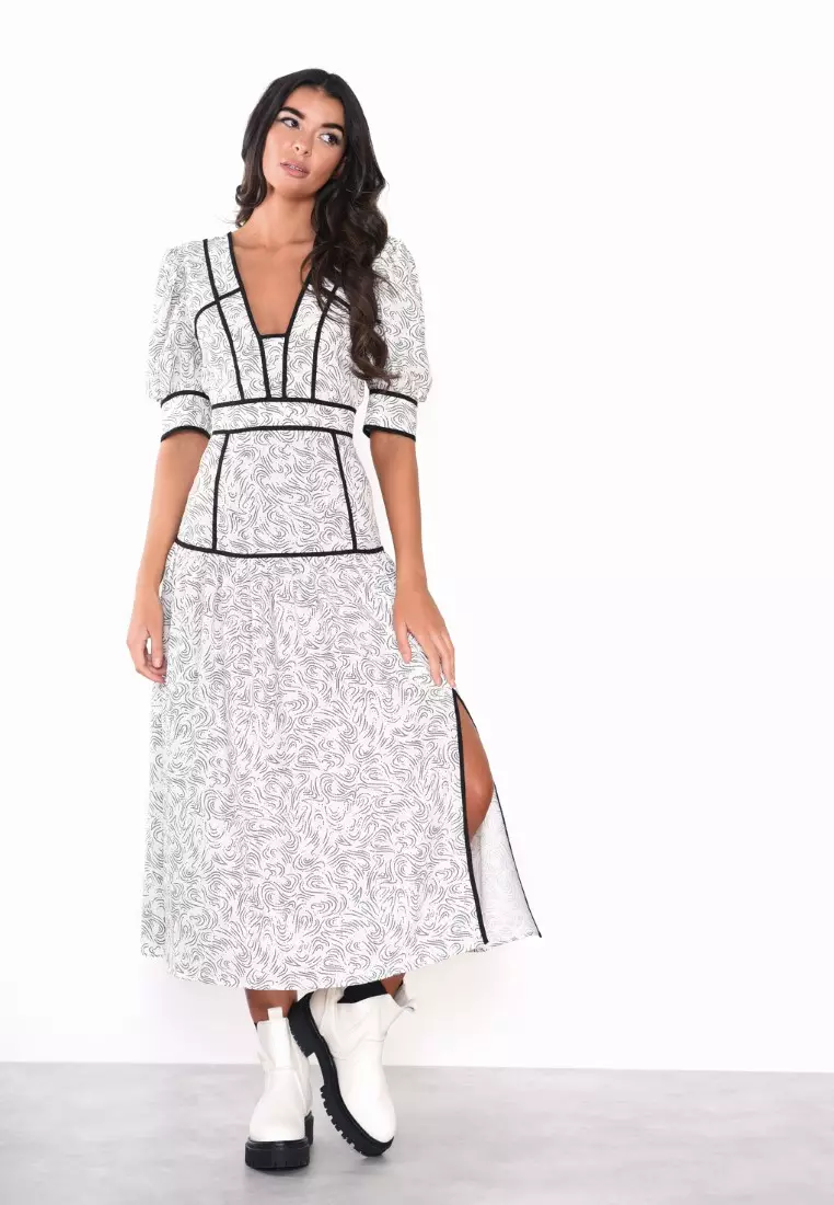 Contrast Binding Midi Dress