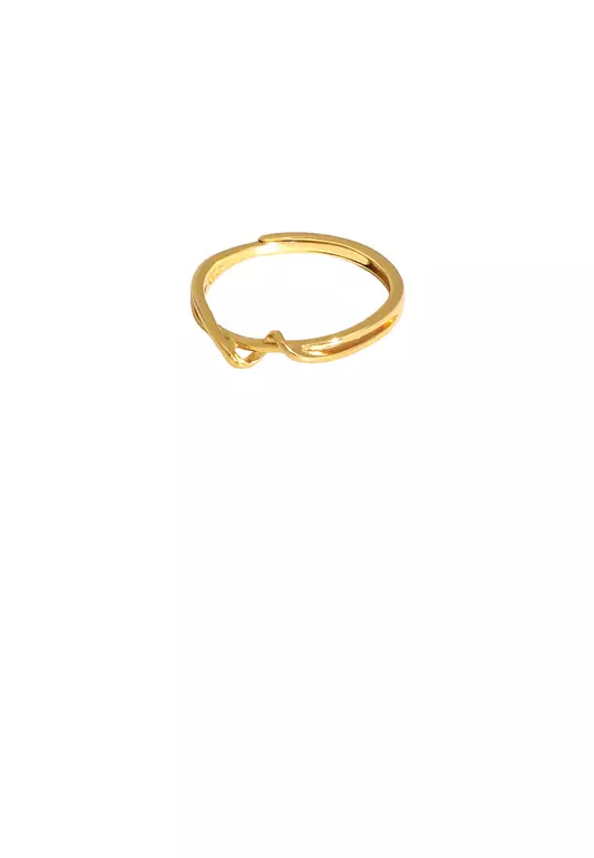 925 Sterling Silver Plated Gold Simple and Fashion Mobius New Pattern Geometric Adjustable Ring