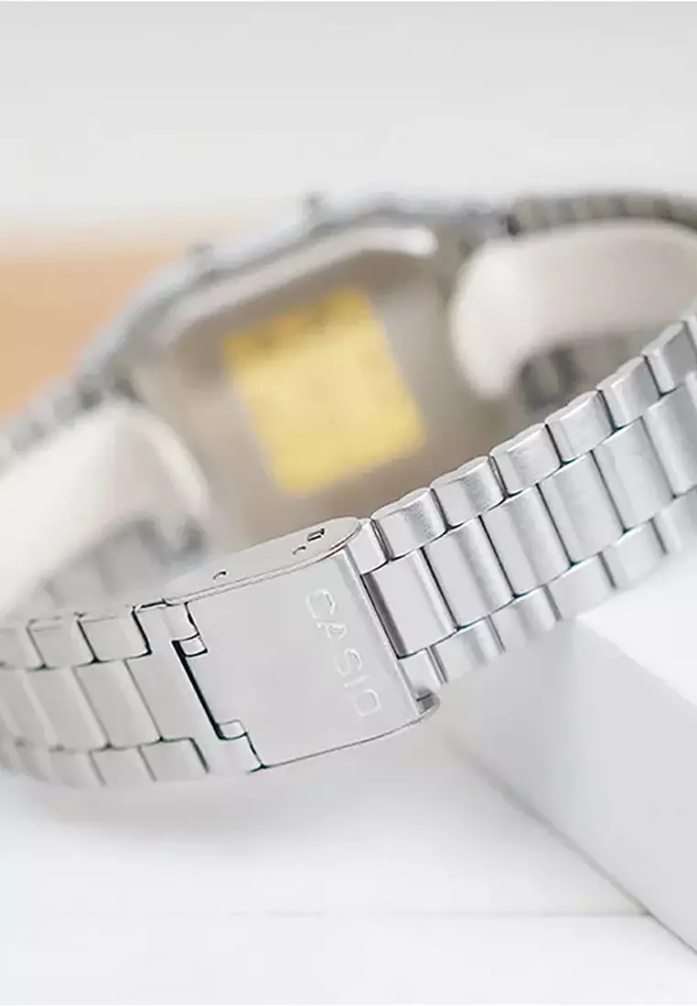 Vintage Unisex Analog-Digital Watch AQ-230A-3AMQY Silver Stainless Steel Strap