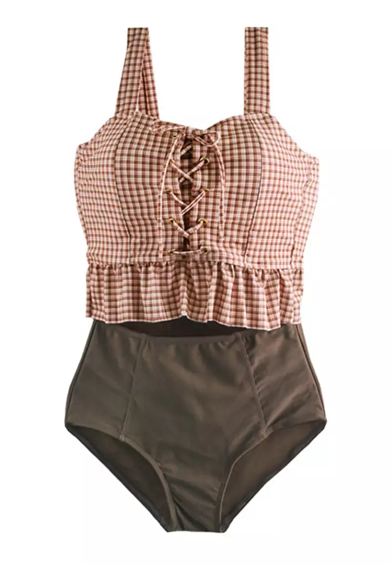 (2pcs) Checked Bikini Swimsuit
